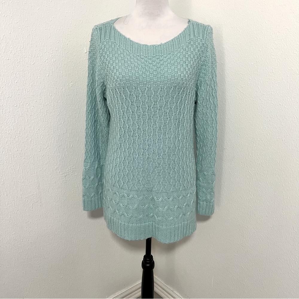 Croft & Barrow Women’s XL Soft Classic Cable Knit Long Sleeve Sweater Green EUC